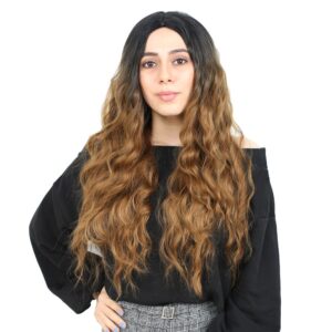 Fiber Sentetik Uzun Su Dalgası Peruk - Siyah / Karamel Ombreli 8 Fiber Sentetik Uzun Su Dalgası Peruk - Siyah / Karamel Ombreli