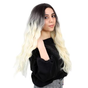 Fiber Sentetik Uzun Su Dalgası Peruk - Açık Siyah / Platin Ombreli 9 Fiber Sentetik Uzun Su Dalgası Peruk - Açık Siyah / Platin Ombreli