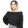 Kahkülsüz Düz Kısa Fiber Sentetik Peruk - Siyah / Balköpüğü Ombreli 2 Kahkülsüz Düz Kısa Fiber Sentetik Peruk - Siyah / Balköpüğü Ombreli