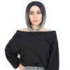 Kahkülsüz Düz Kısa Fiber Sentetik Peruk - Siyah / Gri Ombreli 2 Kahkülsüz Düz Kısa Fiber Sentetik Peruk - Siyah / Gri Ombreli