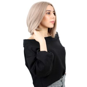 Kahkülsüz Düz Kısa Fiber Sentetik Peruk - Küllü Bebek Sarı 7 Kahkülsüz Düz Kısa Fiber Sentetik Peruk - Küllü Bebek Sarı