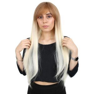 Fiber Sentetik Uzun Düz Kahküllü Peruk - Balköpüğü / Platin Ombreli 8 Fiber Sentetik Uzun Düz Kahküllü Peruk - Balköpüğü / Platin Ombreli