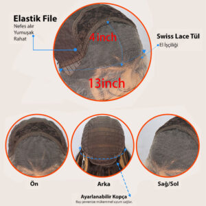 Siyah Kahverengi Ombreli Işıltılı Fiber Sentetik Front Lace Tül Peruk 11 Siyah Kahverengi Ombreli Işıltılı Fiber Sentetik Front Lace Tül Peruk