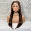 Düz Front Lace Gerçek Tül Peruk - Koyu Kahve - 70-75Cm 2 Düz Front Lace Gerçek Tül Peruk - Koyu Kahve - 70-75Cm