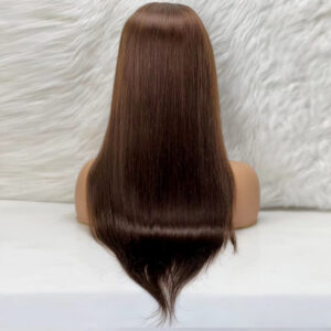 Düz Front Lace Gerçek Tül Peruk - Koyu Kahve - 70-75Cm 9 Düz Front Lace Gerçek Tül Peruk - Koyu Kahve - 70-75Cm