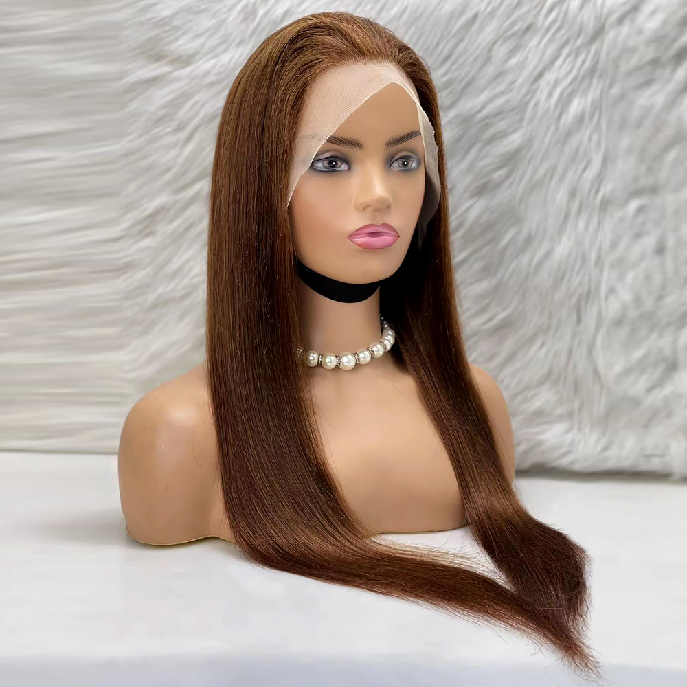Düz Front Lace Gerçek Tül Peruk - Açık Kahve - 70-75Cm 4 Düz Front Lace Gerçek Tül Peruk - Açık Kahve - 70-75Cm - Görsel 2