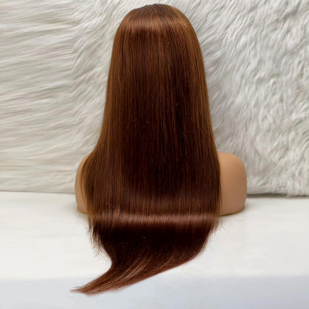 Düz Front Lace Gerçek Tül Peruk - Açık Kahve - 70-75Cm 6 Düz Front Lace Gerçek Tül Peruk - Açık Kahve - 70-75Cm - Görsel 4