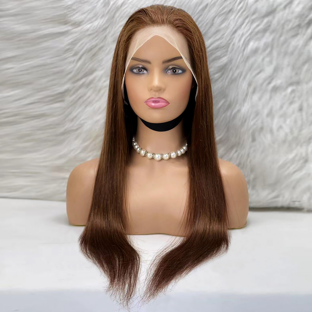 Düz Front Lace Gerçek Tül Peruk - Açık Kahve - 70-75Cm 3 Düz Front Lace Gerçek Tül Peruk - Açık Kahve - 70-75Cm