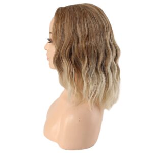 Fiber Sentetik Kısa Dalgalı Perçemsiz Peruk - Karamel / Platin Ombreli 8 Fiber Sentetik Kısa Dalgalı Perçemsiz Peruk - Karamel / Platin Ombreli