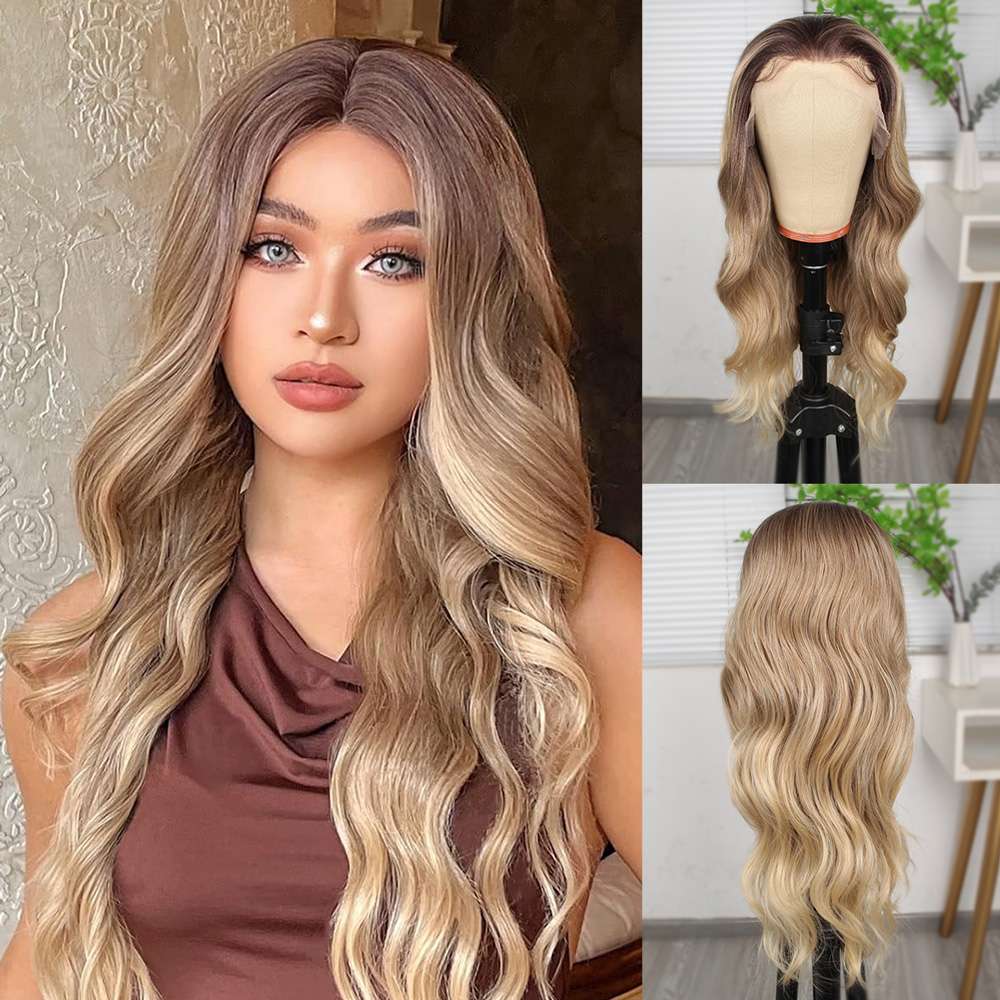 Kumral Dore Sarı Ombre Ve Röfleli Fiber Sentetik Geniş Dalgalı Tül Peruk 3 Kumral Dore Sarı Ombre Ve Röfleli Fiber Sentetik Geniş Dalgalı Tül Peruk