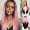 Koyu Kestane Pembe Ombreli Fiber Sentetik Tül Peruk 2 Koyu Kestane Pembe Ombreli Fiber Sentetik Tül Peruk
