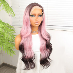 Siyah Pembe Ombre Fiber Sentetik Tül Peruk 10 Siyah Pembe Ombre Fiber Sentetik Tül Peruk