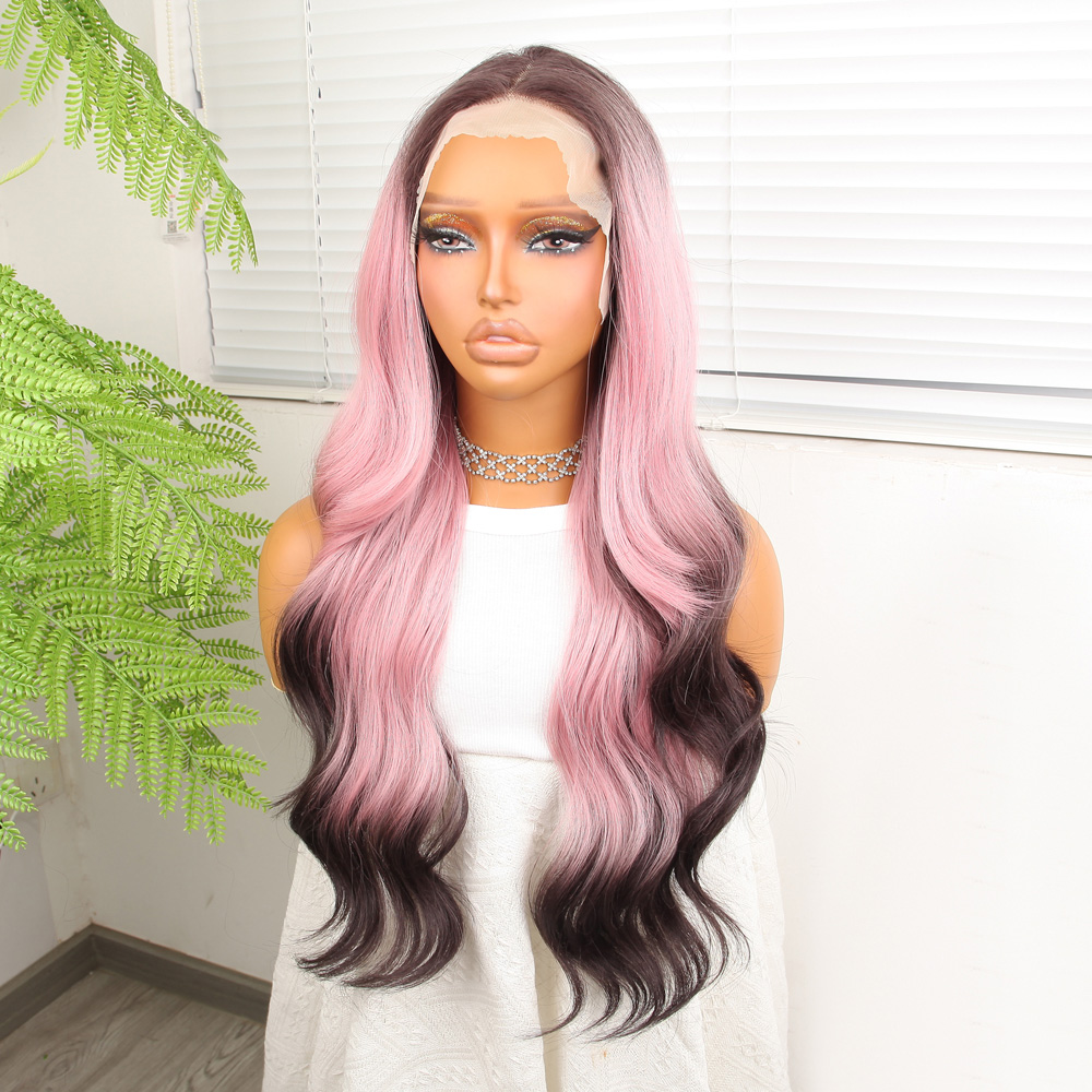 Siyah Pembe Ombre Fiber Sentetik Tül Peruk 6 Siyah Pembe Ombre Fiber Sentetik Tül Peruk - Görsel 4