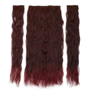 Fiber Sentetik Kabarık Dalgalı Yarım Ay + 2 Yan Çıt Çıt - Koyu Kızıl 7 Fiber Sentetik Kabarık Dalgalı Yarım Ay + 2 Yan Çıt Çıt - Koyu Kızıl