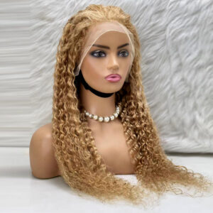 Afro Dalga Front Lace Gerçek Tül Peruk - Altın Karamel - 70-75Cm 9 Afro Dalga Front Lace Gerçek Tül Peruk - Altın Karamel - 70-75Cm