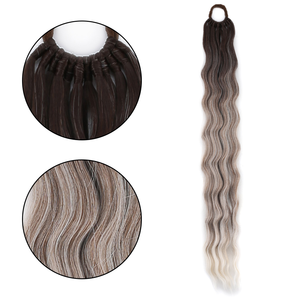 Lastik Tokalı At Kuyruğu Su Dalgalı - Koyu Kumral / Gümüş Platin Ombre 4 Lastik Tokalı At Kuyruğu Su Dalgalı - Koyu Kumral / Gümüş Platin Ombre - Görsel 2