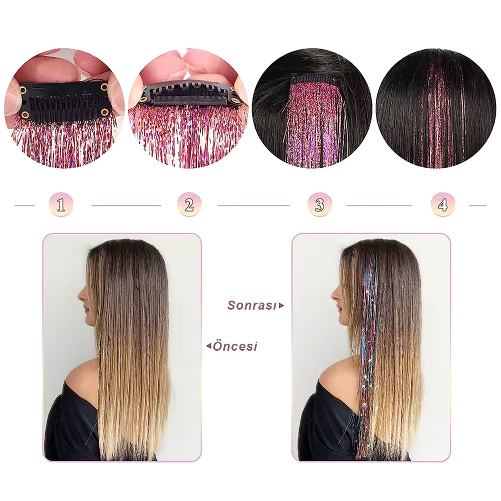 Klipsli Hair Tinsel Saç Simi - Htk21 4 Klipsli Hair Tinsel Saç Simi - Htk21 - Görsel 3