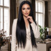 Dip Uç Dolu Doğal Siyah Tül Peruk Front Lace Düz %100 Gerçek Saç - 70-75Cm 1 Dip Uç Dolu Doğal Siyah Tül Peruk Front Lace Düz %100 Gerçek Saç - 70-75Cm